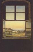 johann christian Claussen Dahl View through a Window to the Chateau of Pillnitz (mk09) oil painting on canvas
